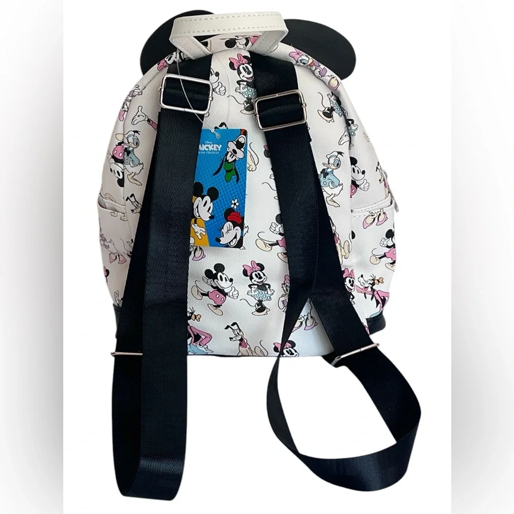 Adorable Multicolored Mickey Mouse & Friends Backpack with Iconic Ears.  NWT.